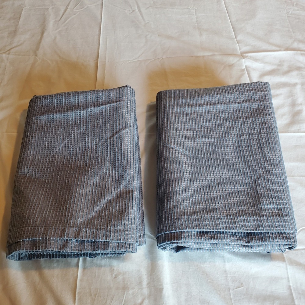 Target Home Blue Brown Woven Flocked Grommet Top Curtain Panels Set of 2 54x84